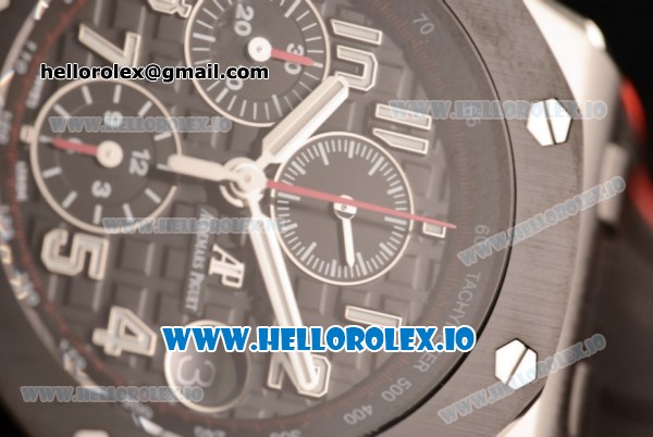 Audemars Piguet Royal Oak Offshore Chronograph Clone AP Calibre 3126 Automatic Steel Case Black Dial With Arabic Numeral Markers Red Rubber Strap - 1:1 Original (JF) - Click Image to Close